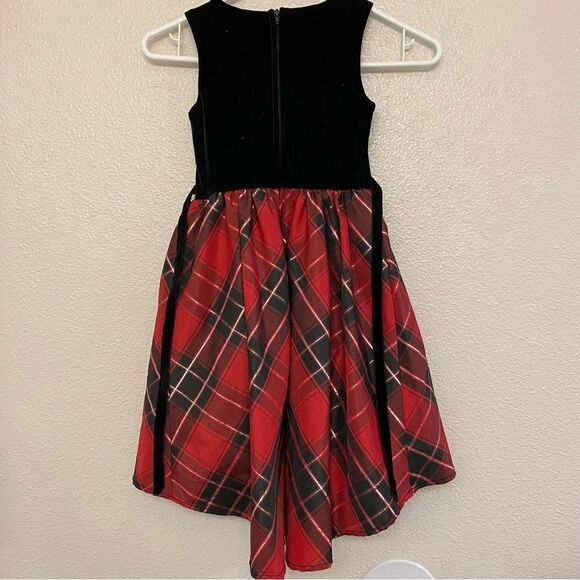 Lilt formal girls holiday dress black velvet red plaid hi low sequin - size 6 - Picture 6 of 9